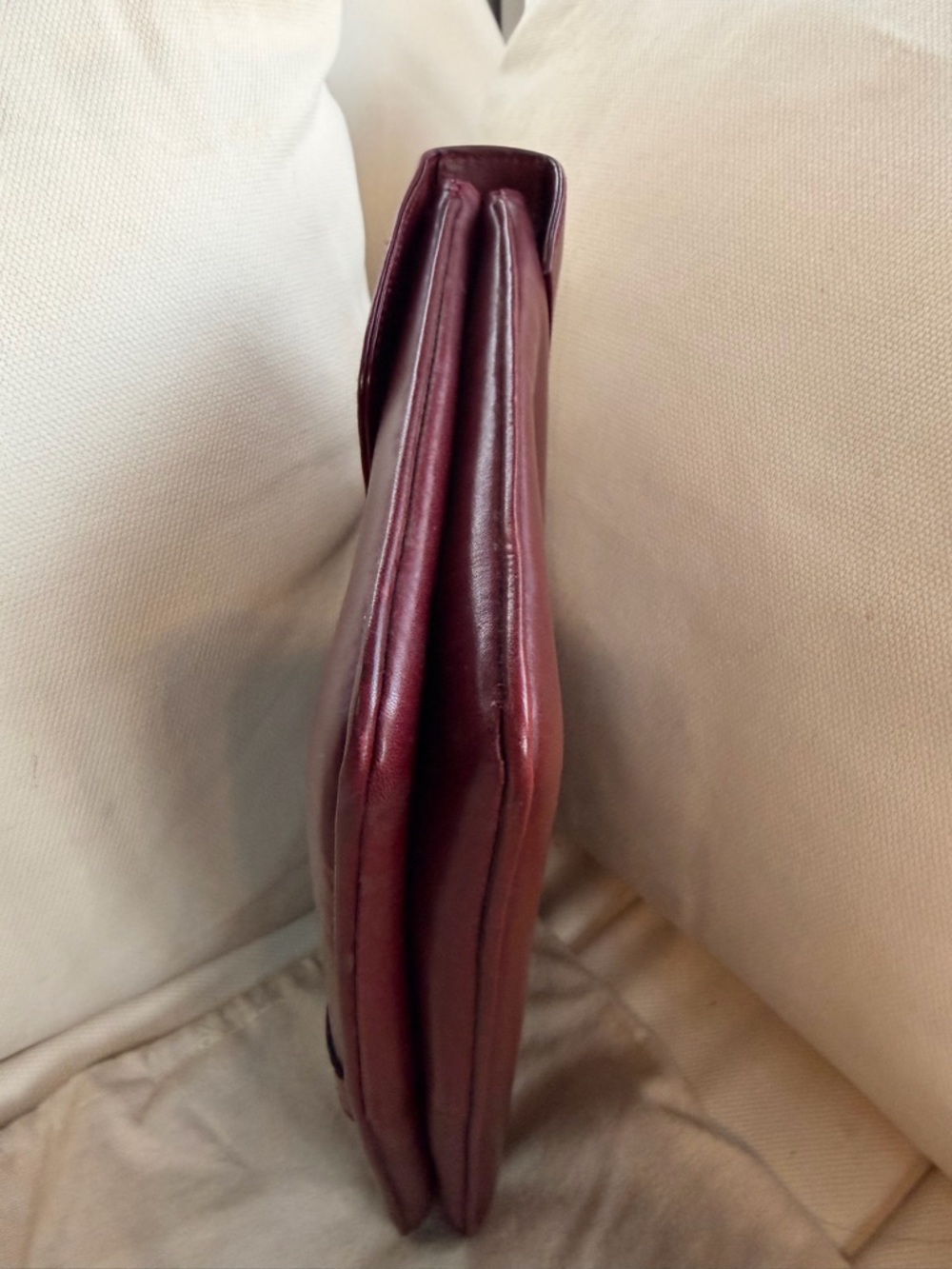 Celine Burgundy Shoulder Bag with Gold-Tone Clasp - Picture 8 of 13